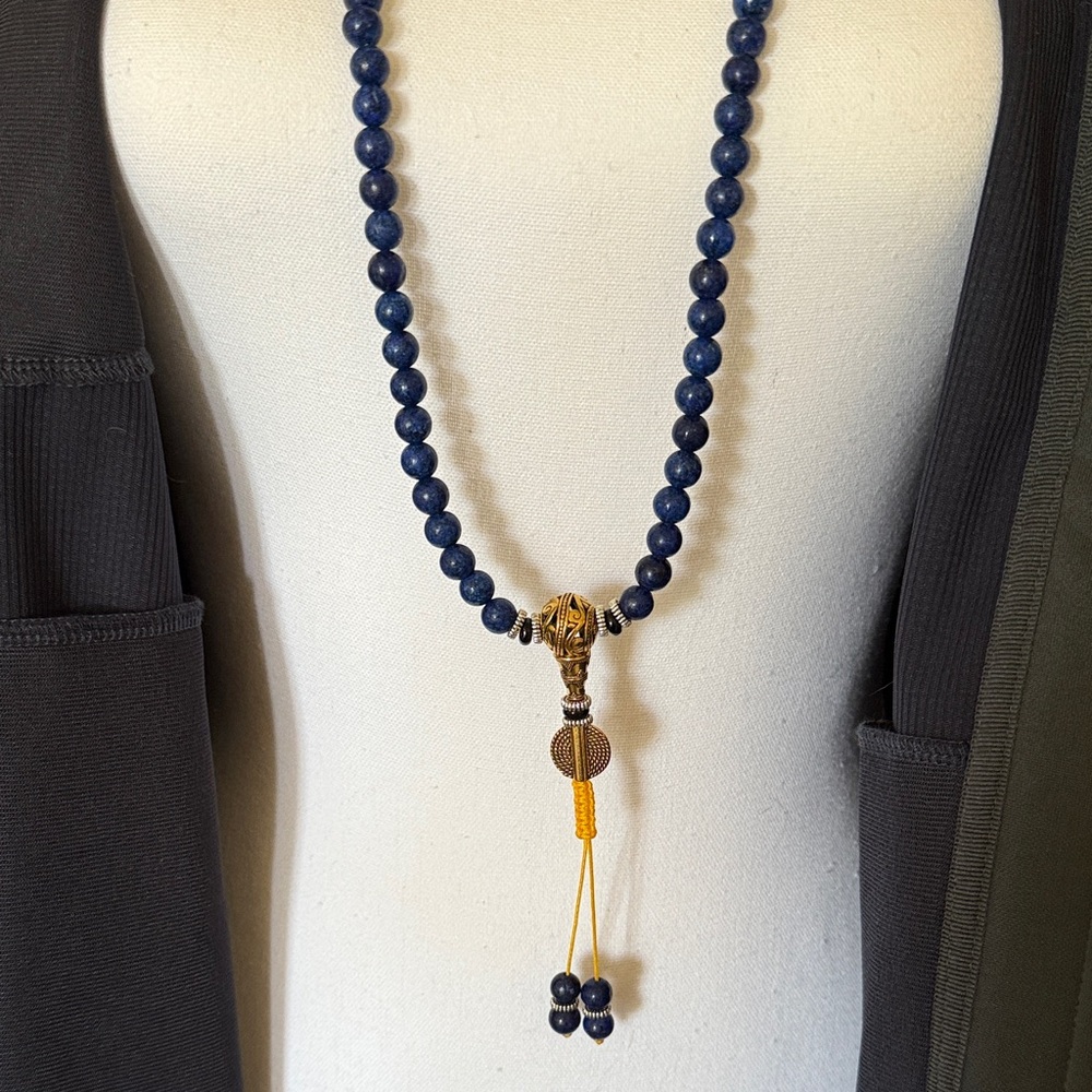Karma Navy and Gold Beaded Necklace